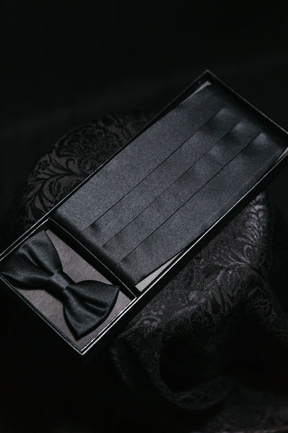 COFFRET CEINTURE DE SMOKING & NŒUD PAPILLON NOIR