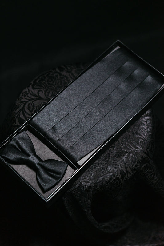 COFFRET CEINTURE DE SMOKING & NŒUD PAPILLON NOIR