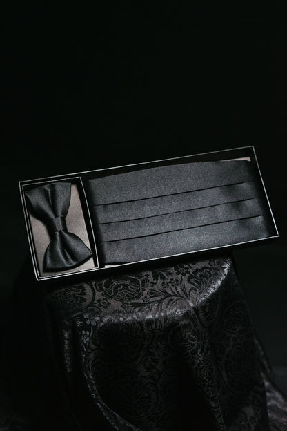 COFFRET CEINTURE DE SMOKING & NŒUD PAPILLON NOIR